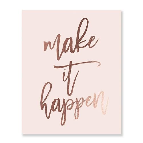 DIGIBUDDHA Make It Happen Rose Gold Foil Decor Home Pink Wall Art Print Inspirational Motivational Quote Metallic Pink Poster 8 inches x 10 inches DIGIBUDDHA Make It Happen Rose Gold Foil Decor Home Pink Wall Art Print Inspirational Motivational Quote Metallic Pink Poster 8 inches x 10 inches