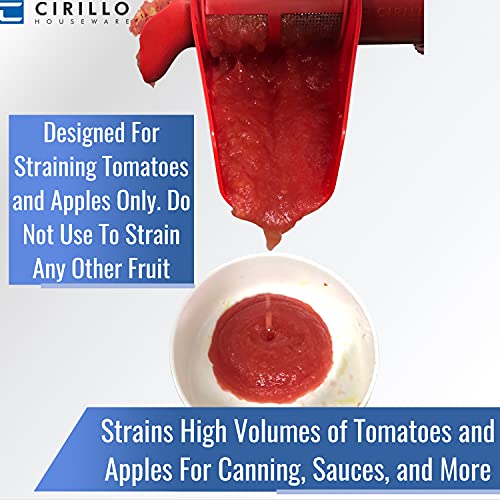 Cirillo Houseware Fruit Strainer Accessory For Kitchenaid Mixers- Strains High Volumes Of Tomatoes And Apples, Oversized Loading Bowl, Dishwasher Safe, Replaces Fvsfga, Patent Pending #TOP1