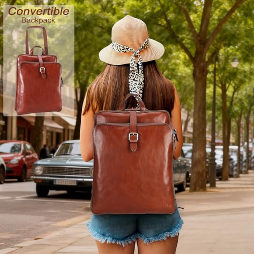 Banuce Convertible Leather Backpack Women