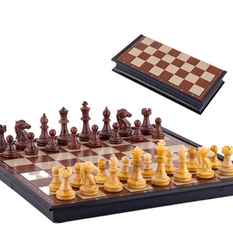 schachspiel 2-in-1-Schachspiel und magnetisches Schachbrett, faltbares Reisebrettspiel aus Kunststoff, klassisches Strategiespielzeug for Kinder, Erwachsene und Anfänger(33 * 33cm)