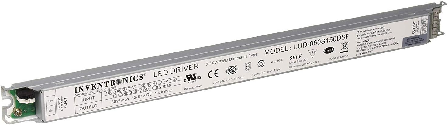 12Vdc - 57Vdc Inventronics 60W 1500mA Constant Current LED Driver Power Supply - LUD-060S150DSF