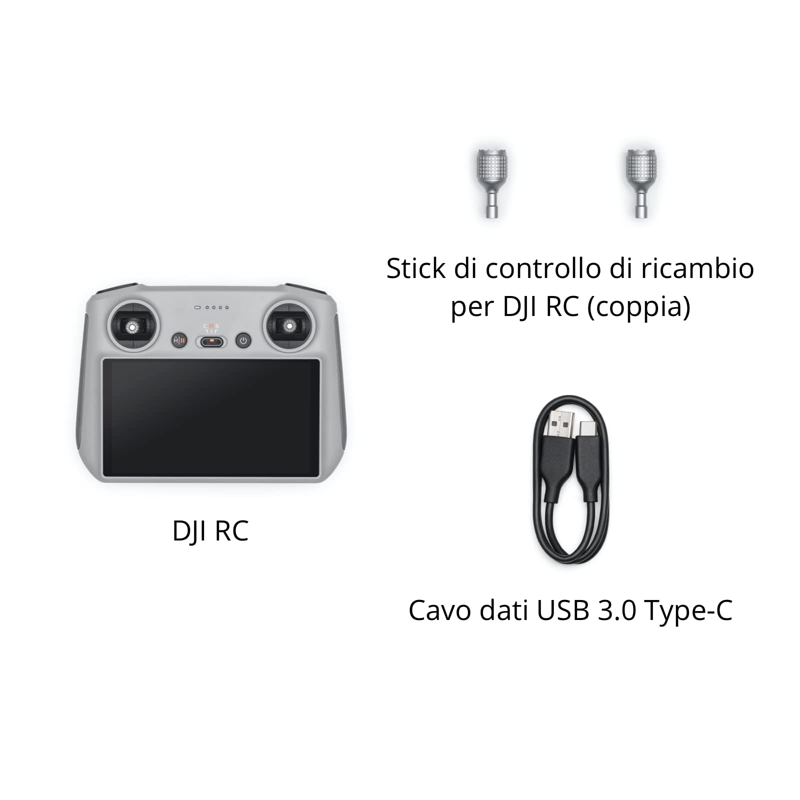 DJI Radiocommande RC pour Dji Mini 3,Mavic 3 et Air 2S | Controller leggero da 390 G, display FHD da 5,5 pollici, durata fino a 4 ore, bastoncini a doppia molla, O3 Plus