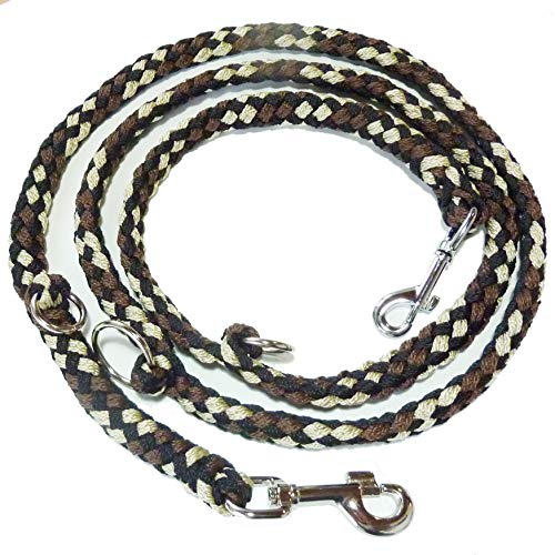 Activity4Dogs Hundeleine geflochten 3-Fach verstellbar 2m lang für große Hunde (braun-schwarz-weiß) Made in Germany Cover