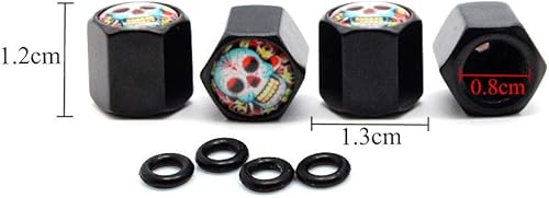 Miniatura 2 de 4 unidsset car styling aleación de zinc cráneo con estilo de flor de coche válvula de neumático tapas de rueda neumáticos neumático vástago tapa de