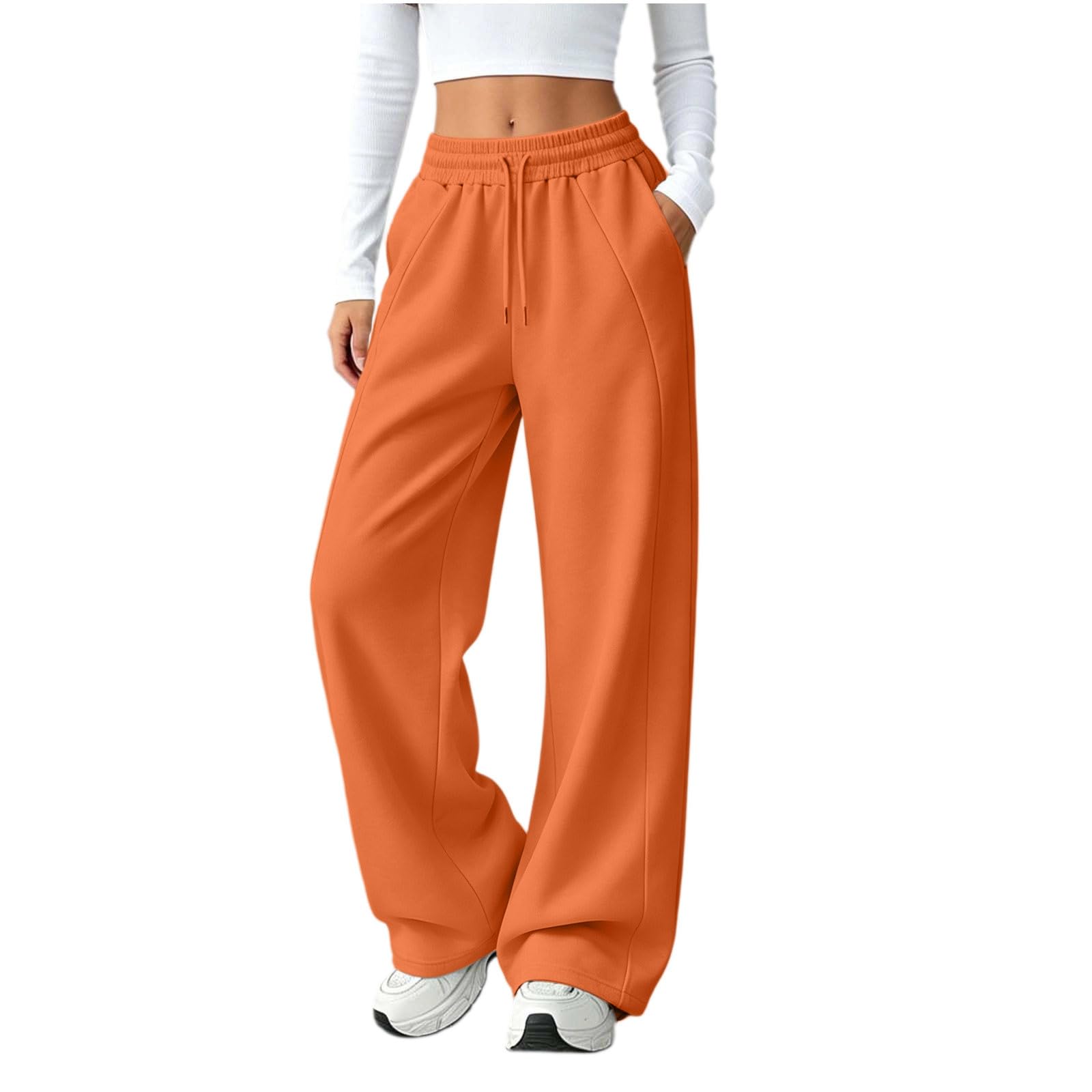 Pantaloni Tuta Donna Pantaloni Baggy con Tasche Morbidi e Comodi Pantalone Jogger in Cotone Larghi e Leggeri Pantalone Sportivi con Coulisse Pant Lunghi Tinta Unita per Allenamento Jogging Fitness