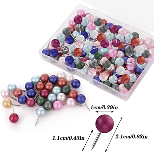 cobee Colorful Push Pins Set, 100 Pieces Round Head Map Tacks Pearl Pushpin Thumb Tacks Marking Pins with Box for Cork Boards Map Calendar Photo Home Office