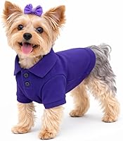 Vista 11 de lovelonglong Polo básico para perro, de algodón de primera calidad, camisetas polo para perros grandes, medianos y pequeños, con cuello de dos Blanco