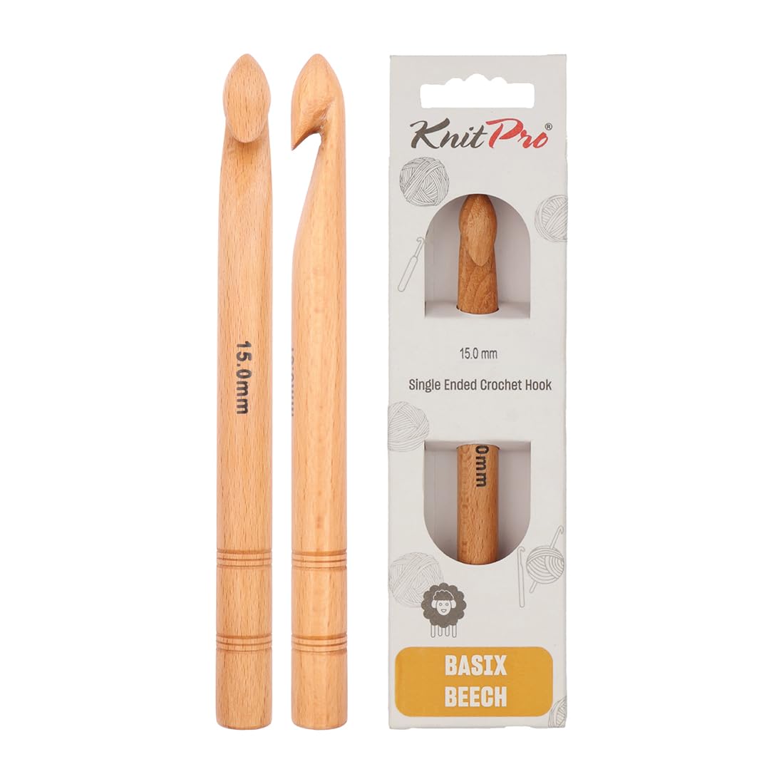KnitPro Basix Beech Single Ended Crochet Hook | 15.00mm