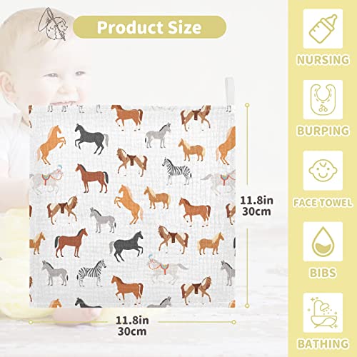 Image of Vvfelixl Baby Washcloths Cotton Animal Print Muslin Washcloths Soft Baby Face Towel for Newborn Infants, 11.8 X 11.8 Inch, 3 Pack