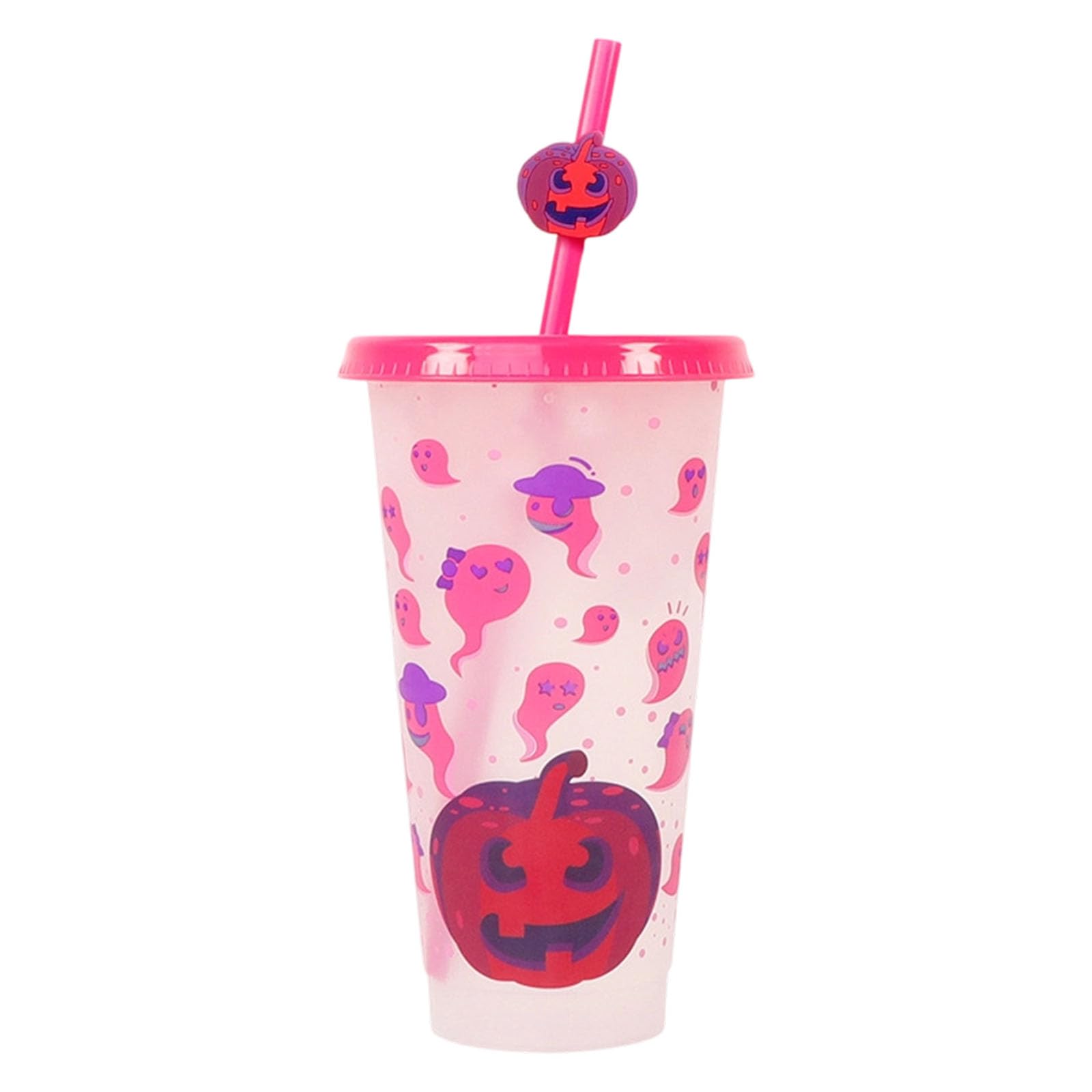 carotoe Sustainable 710ML Halloween Cup with Color Conversion Effect Perfect for Cold Drink Comes with Secure Covers and Straw Thermochromic Cup