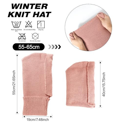 TAGVO Strickmütze Damen Thermo Winter, Multifunktional Winddicht Slouch Strickmütze Beanie mit Extra Langer und Dicker Schal, Elastisch Atmungsaktiv Sturmhaube Fahrrad Skimaske für Frauen Outdoor