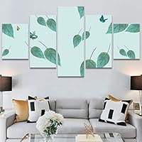 SIGNWIN 5 Panel Canvas Wall Art Modern Art Decorative Elements Fun Illustrations Leaves Multicolor Patterns for Home Decorations Ready to Hang - 60
