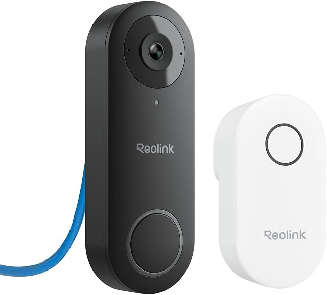 REOLINK Sonnette de porte vidéo PoE caméra - 180° Diagonal, 2K IP Caméra de sécurité extérieur avec Chime, 2-Way Parler, Plug & Jouer, stockage local sécurisé, pas de frais mensuels