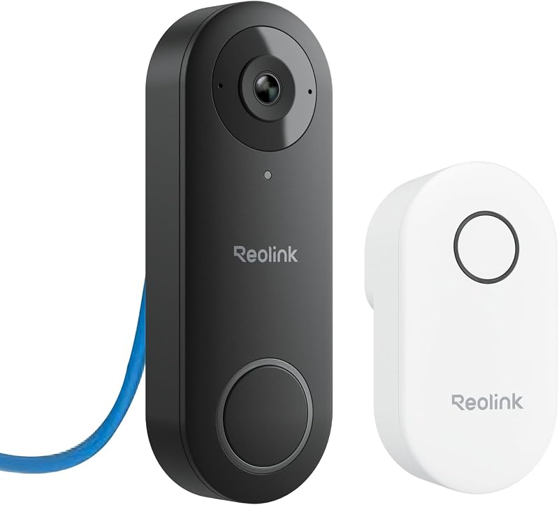 Video Doorbell PoE 2K Wired Outdoor Security Camera with Chime V2 | No Subscription Local Storage, 4:3 Aspect Ratio, 180 Degree Diagonal, 2-Way Talk, Plug & Play, Smart Detection