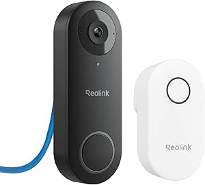 REOLINK Caméra PoE de sonnette vidéo – Diagonale 180°, caméra de sécurité IP 2K extérieure avec carillon, conversation bidirectionnelle, Plug & Play, stockage local sécurisé, sans frais mensuels