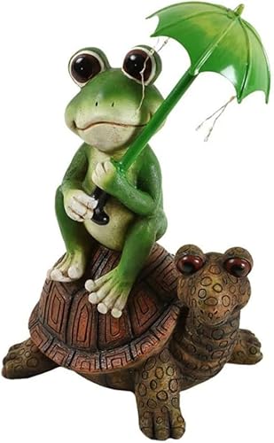 Miniatura 3 de KUYYFDS Adornos de jardín de hadas al aire libre, decoraciones de jardín, adornos de jardín, estatua de rana, luz solar, estatua de tortuga sentada