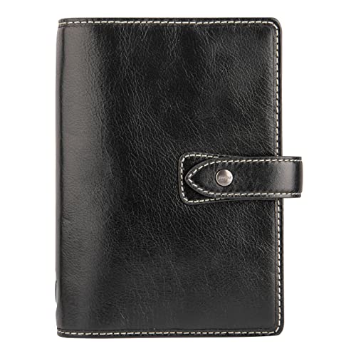 Filofax Malden Organizer, Personal Size, Black - Tactile, Full Grain Buffalo Leather, Six Rings, With Cotton Cream Week-To-View Calendar Diary, Multilingual, 2023 (C028626-23) #TOP15