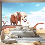 Papier Peint Panoramique Brun Branches D'Éléphant Désert,200 x 140 cm, Brun 3D Poster Geant Mural Personnalisé pour Salon Chambre restaurant Bureau Décoration Murale