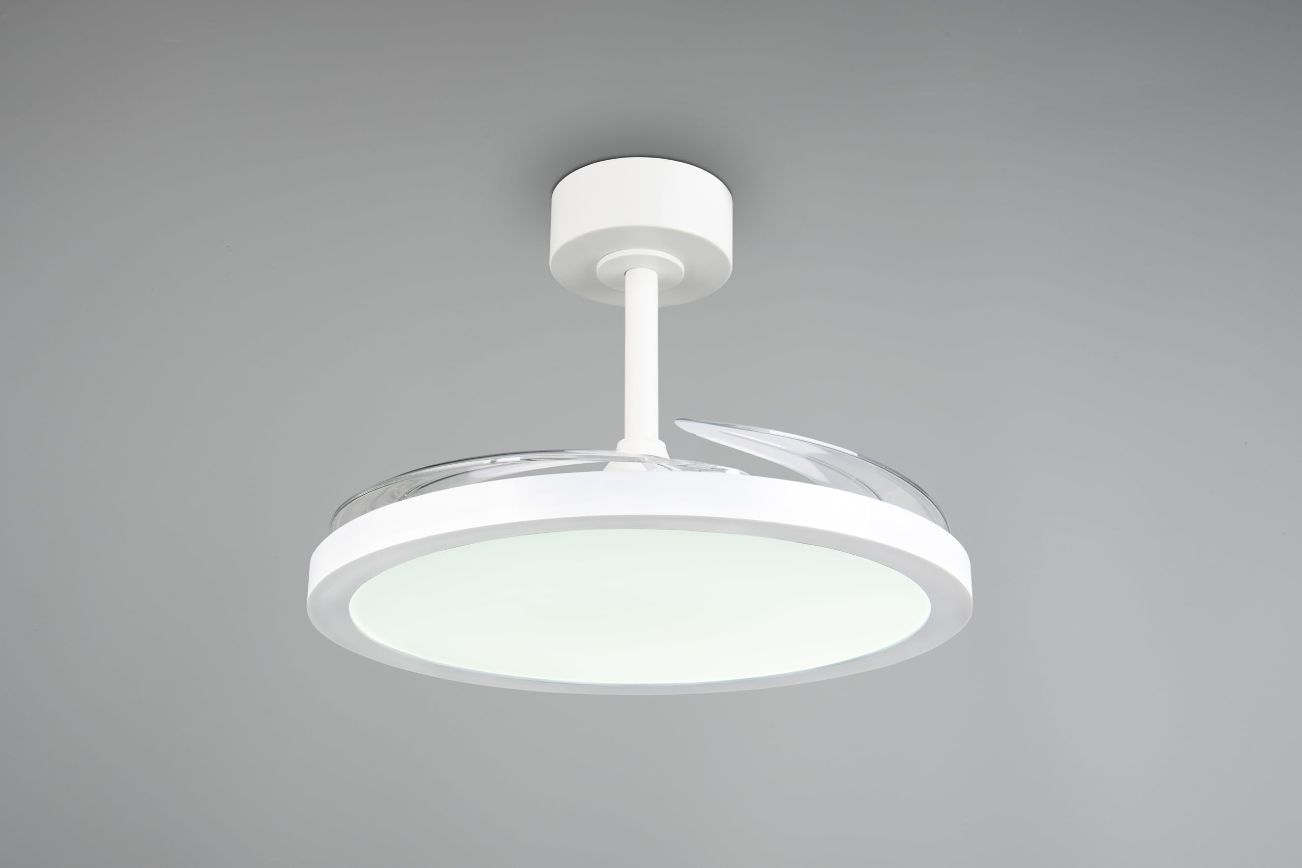 Reality Leuchten LED Deckenventilator mit Beleuchtung Kasfjord R64452131, Metall/Kunststoff Weiß matt, 6 Geschwindigkeiten, Sommer- Winterbetrieb, Fernbedienung, Dimmer, Timer, Nachtlicht, Lichtfarbe |