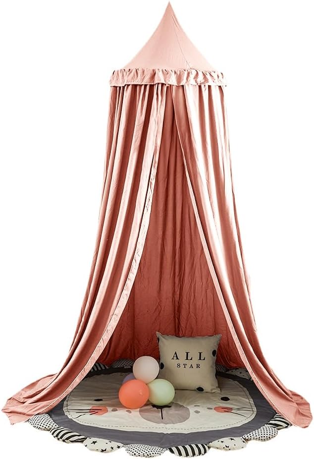 Princess Bed Canopy for Girls, Round Dome Girls Dreamy Mosquito Net Bedding Girls Room Decor, Extract Large Girls Canopy for Twin/Full Size Bed, Kids Play Tent Reding Nook Canopies