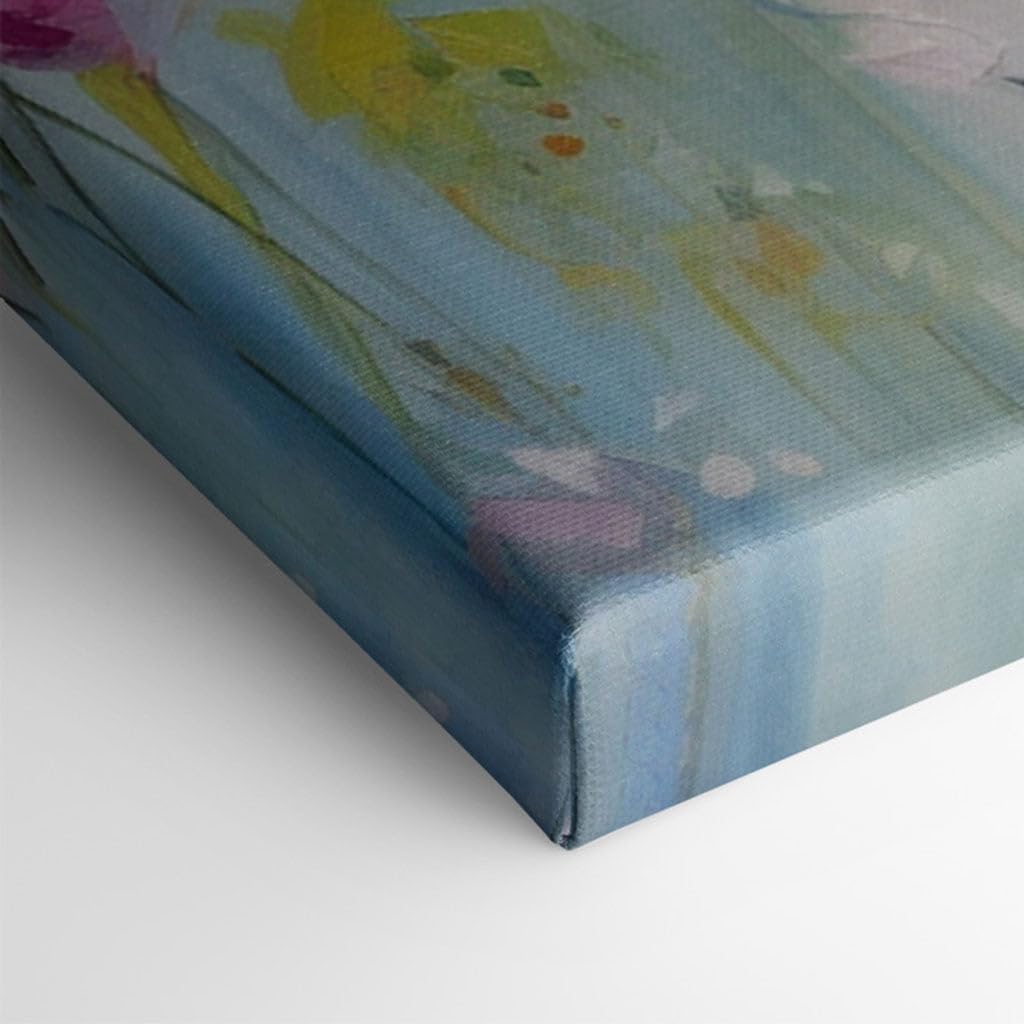Canvas for Living room. Blossoming Abstraction in Hues of Serenity and Vigor, 27 x 18 inch Canvas Wall Art - Contemporary Masterpieces - Modern Home Decor
