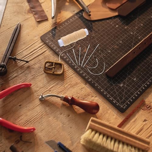 Kit de hilo encerado para costura en cuero OHPHCALL con agujas manuales, todo en uno para reparación y manualidades en cuero, tapicería, encuadernación, reparación de calzado, bricolaje para principiantes y profesionales, color natural miniatura 6