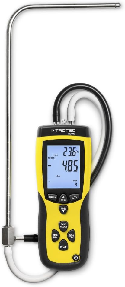 Trotec TA400 Pitot Tube Anemometer incl. Calibration Certificate, Anemometer, Wind Meter, pitot Tube, pitot Tube Anemometer, Meter for Accurate Flow Measurement of air and Gases