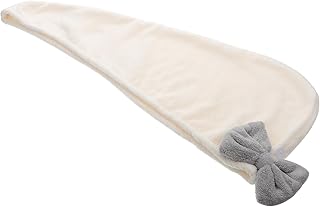 Beavorty Touca De Cabelo Seco Com Arco Toalha De Secagem Rápida Toalha Hijab Para Meninas Toalha De Secagem Rápida Envoltório De Toalha De Cabelo Com Botão Lã Coral Chapéu Seco De