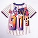 80s 90s Outfits for Women Hip Hop Costume Baseball Jersey Shirt Retro Theme Party Shirts Short Sleeve Blouse Tops White