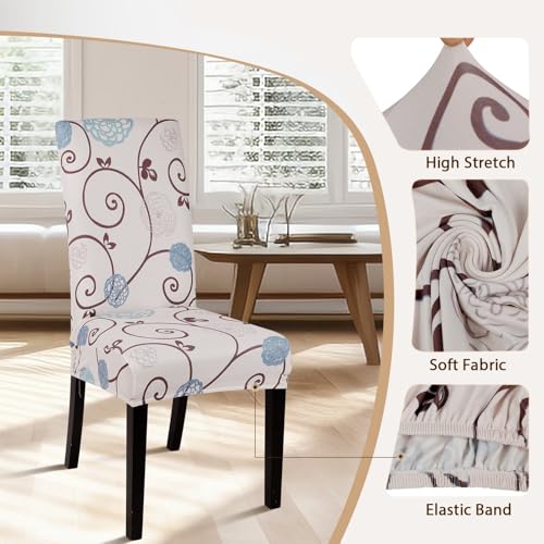 Image of SearchI Dining Room Chair Covers Set of 2, Stretch Printed Parsons Chair Slipcovers Super Fit Spandex Removable Washable Kitchen Chair Protector Cover for Dining Room, Hotel, Ceremony (Ball Flower)