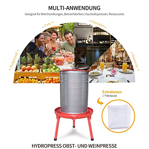 SQUEEZE master 20L Hydropress Presse Obst und Wein Press für Apfelpresse Weinherstellung Apfelpresse Birnepresse Honeycomb Presse