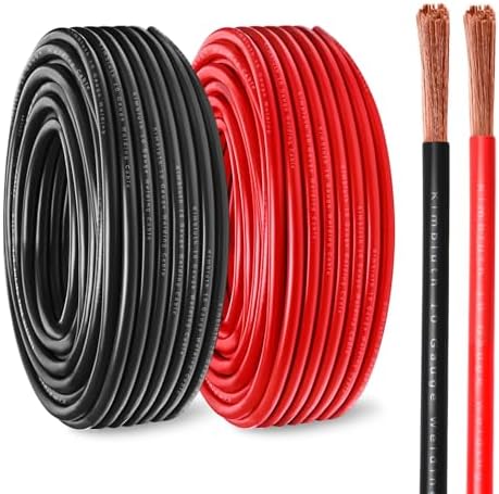 10 Gauge Battery Cable Copper Wire, 10FT Red+10FT Black 10 AWG We...