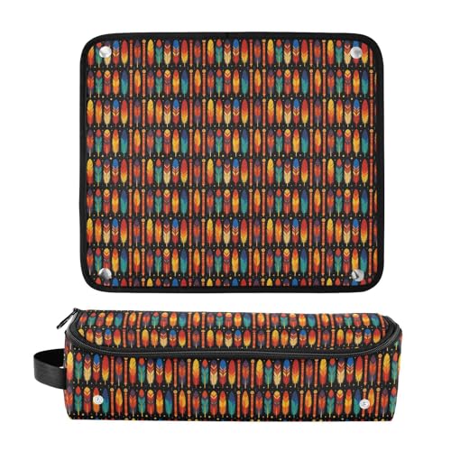 Organizador de herramientas para el cabello 2 en 1 con tapete resistente al calor y bolsa para plancha, rizador y secador miniatura 3