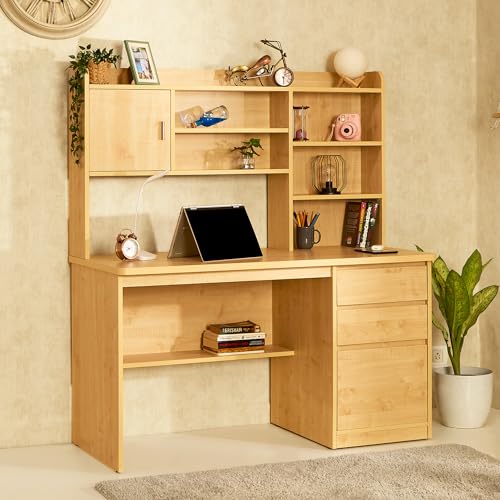 Green Soul Luxari Premium Study Table (2026 Edition) with Book Shelf, Laptop & PC Workstation, is 3087 Engineered Wood, 4.5ft Workspace, Writing Desk for Home & Office (Oak)