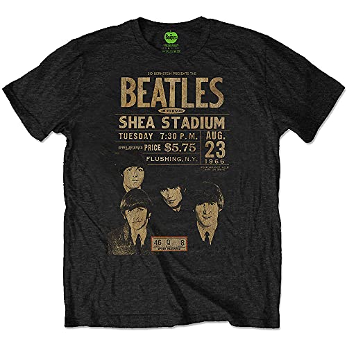 The Beatles Shea ’66 Officiel T-Shirt Hommes Unisexe - Les Beatles, Paul McCartney, John Lennon, RIngo Starr, George Harrison The Beatles Shea '66 Officiel T-Shirt Hommes Unisexe