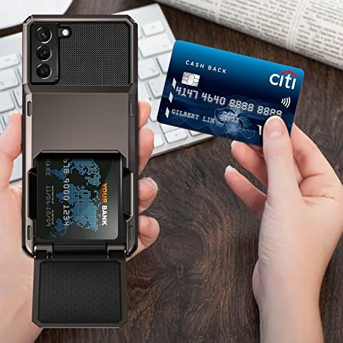 Vunake for Samsung S22 Plus Case with Card Holder S22 Plus Wallet Case [Max 4 Cards] Dual Layer Protective Case Heavy Duty PC TPU Bumper Shockproof Phone Case Cover for Samsung Galaxy S22 Plus 5G