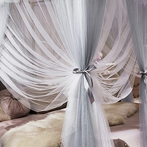 Moustiquaire de lit de luxe style princesse grand lit bleu chic - 4