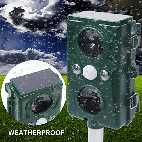 Triumpeek Ultrasonic Animal Repellent With Motion Sensor And Flashing Lights Outdoor Solar Powered Waterproof Farm Garden Yard Repellent, Cats, Dogs, Foxes, Birds, Skunks, Rod #TOP3