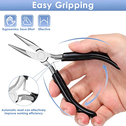 Image of Billbotk Chain Nose Pliers For Jewelry Making, Flat Nose Jewelry Pliers, Craft Pliers