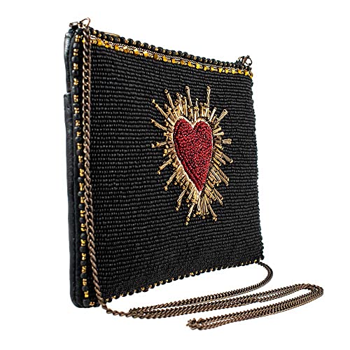 Mary Frances Love Affair Beaded Heart Burst Mini Crossbody Bag Novelty Evening Clutch Purse, Black3