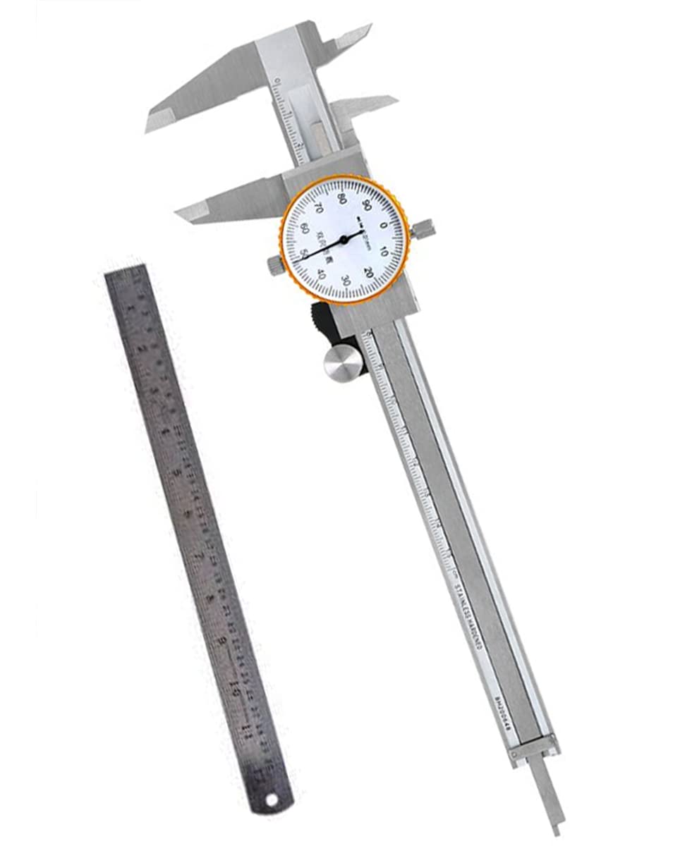 Digital Craft Dial Vernier Caliper 0.01mm Accuracy, 0-150mm 6" Stainless Steel Micrometer Ruler with Dial Gauge, Precision Vernier Caliper 150mm, 12" Scale Ruler for Measuring-image-43