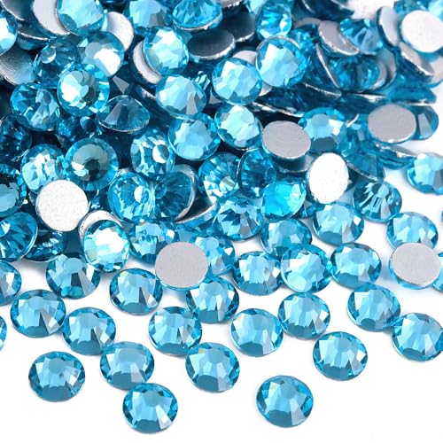 Image of 1440 Pieces SS20 /4.6-4.8mm Flat Back Crystal Rhinestones Round Gems for Nail Art,Aquamarine