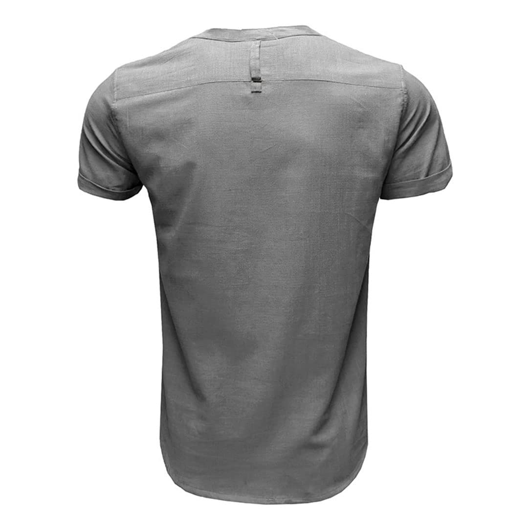 Henley Herren-T-Shirt, kurzärmelig, lässig, Strandbluse