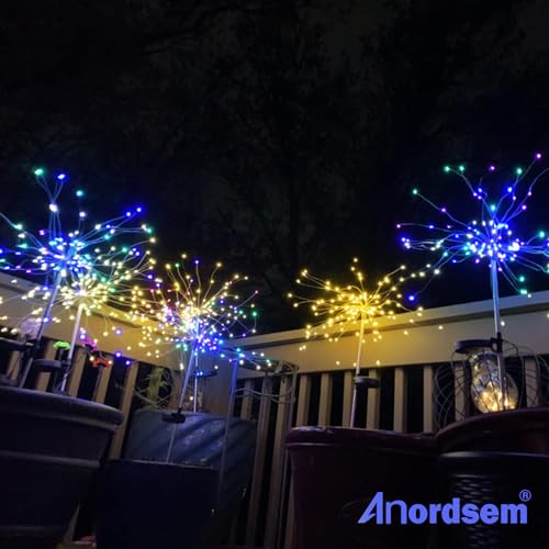 Anordsem Solar Firework Lights Outdoor Garden Fairy Lights 8 Pack Colorful by Anordsem - Used condition - Image 6