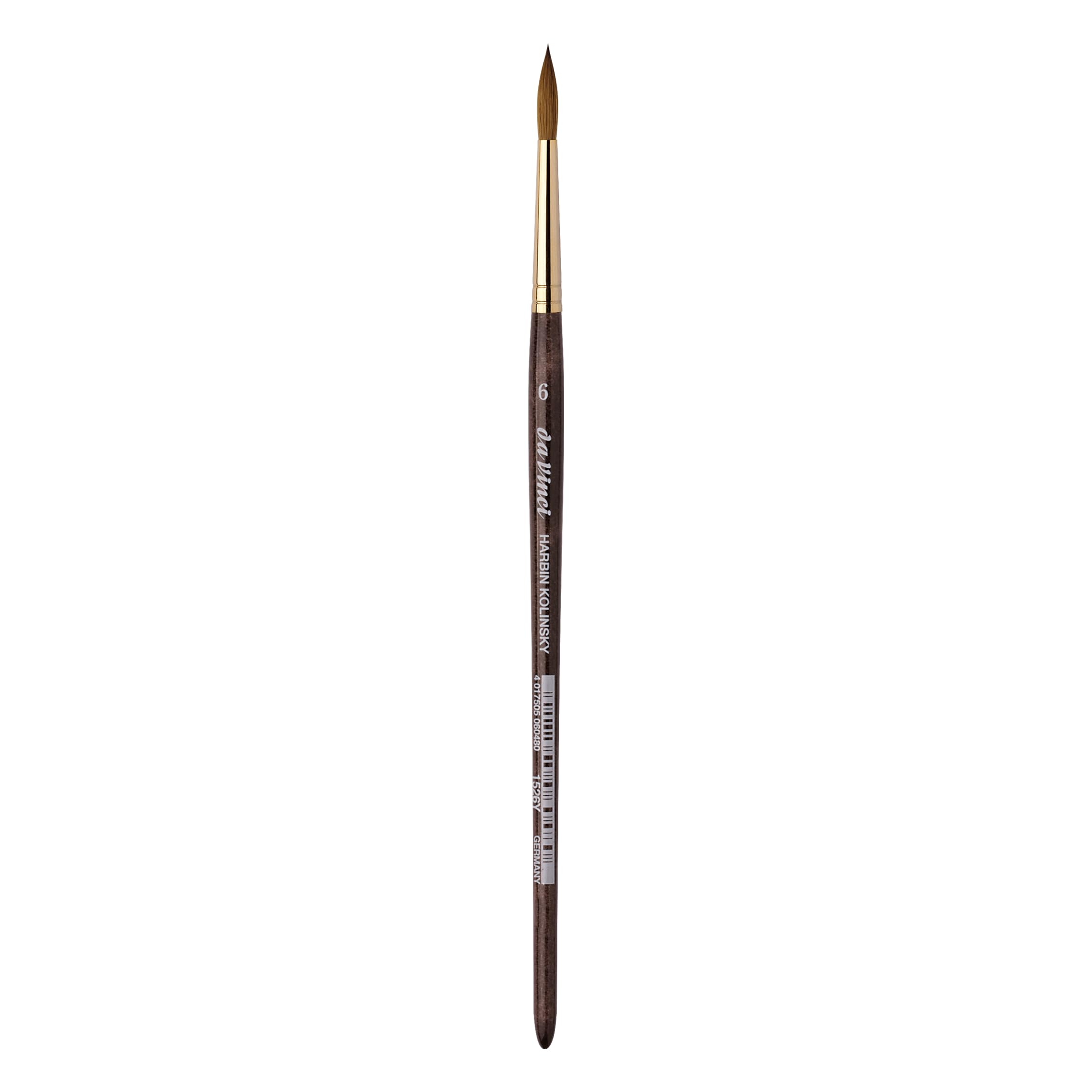da Vinci Watercolor Series 1526Y Paint Brush, Round Harbin Kolinsky Red Sable with Black Handle, Size 6 (1526Y-06)
