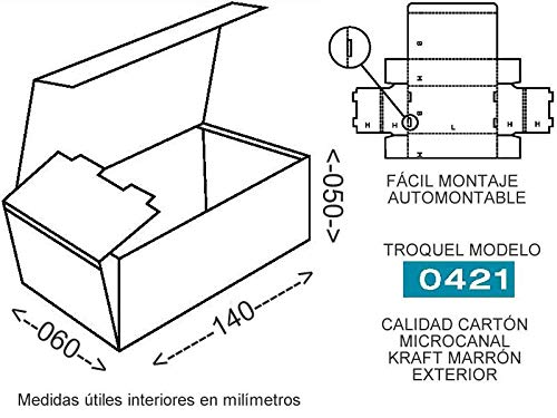 Pack 250 cajas para envíos 140x060x050mm. Caja automontable. Caja cartón Kraft. Montaje muy fácil y sencillo. No apta para envíos postales.