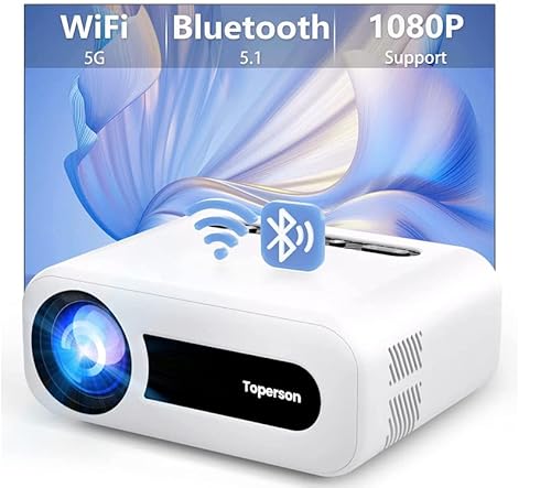 Projecteur 5g WiFi Bluetooth, videoprojecteur 7500 Lumens, Mini projecteur Portable, projecteur pour Smartphone Cover