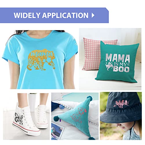 Image of HTVRONT Silver Glitter Heat Transfer Vinyl - 12 inch x 10ft Silver Glitter Iron on Vinyl for Shirts, Glitter HTV Vinyl Rolls for Heat Vinyl Design