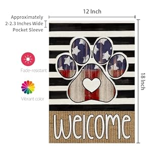 CROWNED BEAUTY 4th of July Patriotic Paw Print Garden Flag 12x18 Inch Double Sided for Outside Small Burlap USA Independence Day Welcome Yard Decorations (Stripes) CROWNED BEAUTY 4th of July Patriotic Paw Print Garden Flag 12×18 Inch Double Sided for Outside Small Burlap USA Independence Day Welcome Yard Decorations Stripes