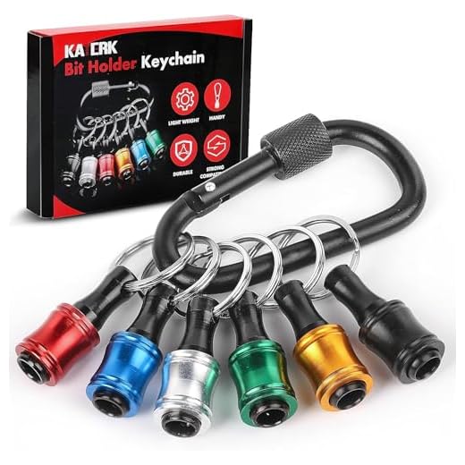 Push to Unlock,Katerk 6pcs 1/4 inch Hex Shank Aluminum Alloy Screwdriver Bit Holder Light-Weight Quick-Change Extension Bar Keychain Drill Screw Adapter Portable,Black Carabiner,Tool Gifts for Men